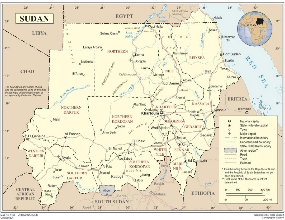 نقشہ سوڈان کی ریاستوں