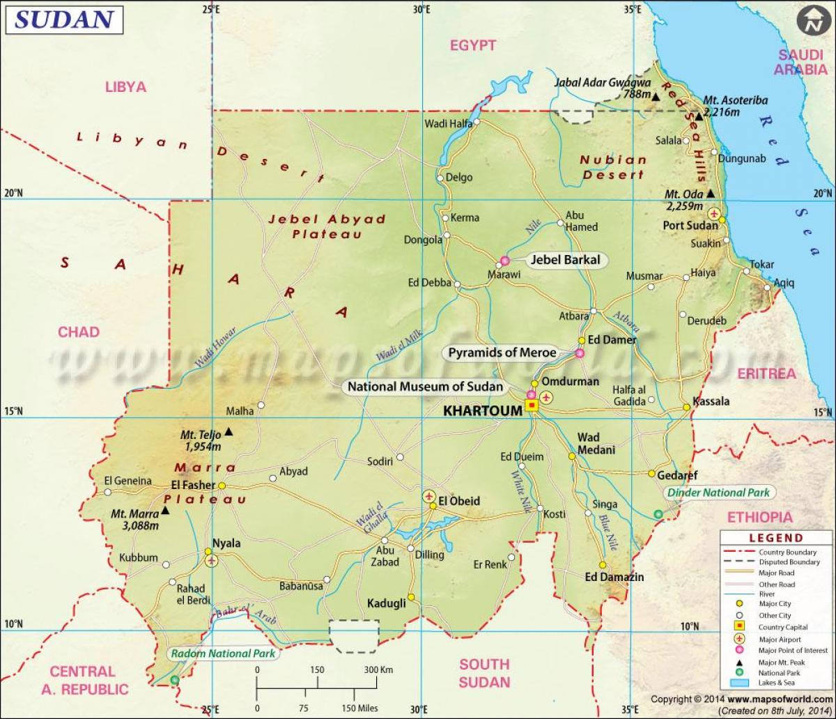 کا نقشہ سوڈان شہروں