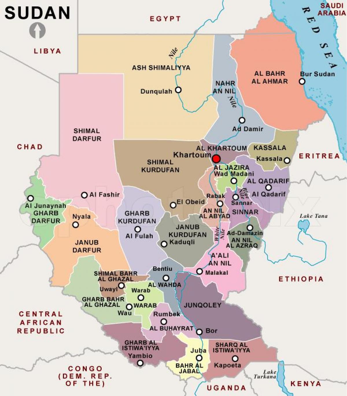 نقشہ سوڈان کے علاقوں